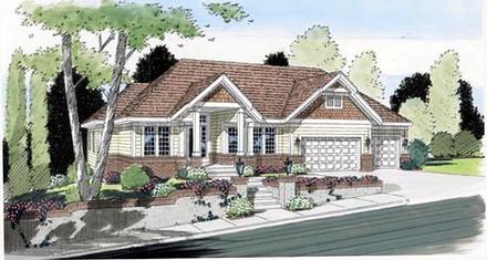Bungalow Country European One-Story Traditional Elevation of Plan 24805