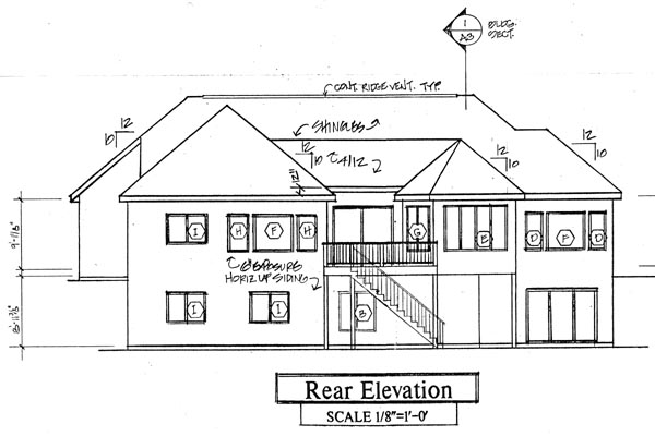 Bungalow Country European One-Story Traditional Rear Elevation of Plan 24805