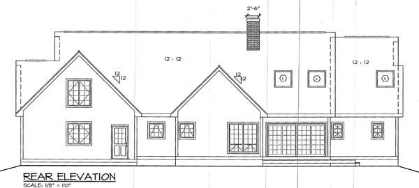 Country European Ranch Traditional Rear Elevation of Plan 24952