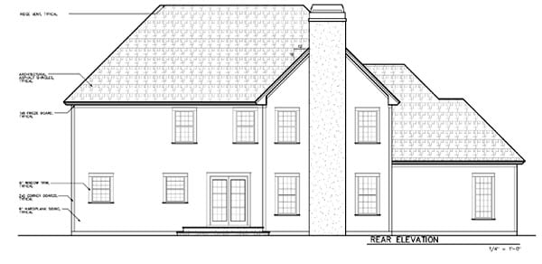 Bungalow European Traditional Victorian Rear Elevation of Plan 24969