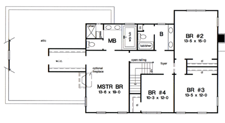 House Plan 24970 Second Level Plan