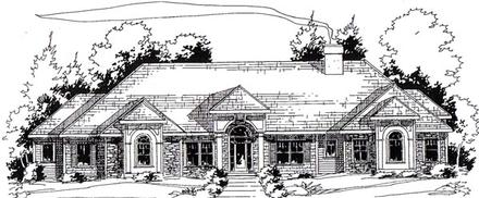 European Traditional Elevation of Plan 24972