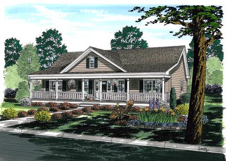 Country Farmhouse Ranch Southern Elevation of Plan 25101
