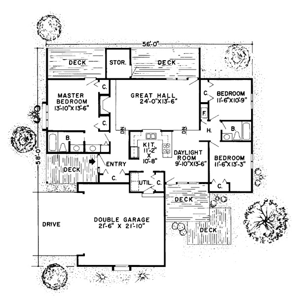 Contemporary Ranch Level One of Plan 26740