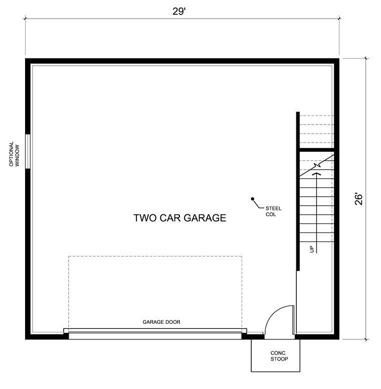 Contemporary 2 Car Garage Plan 30010 Level One