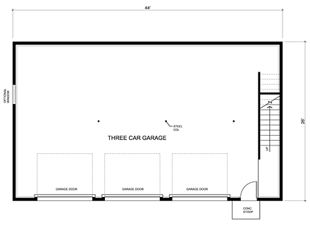Contemporary 3 Car Garage Plan 30013 First Level Plan