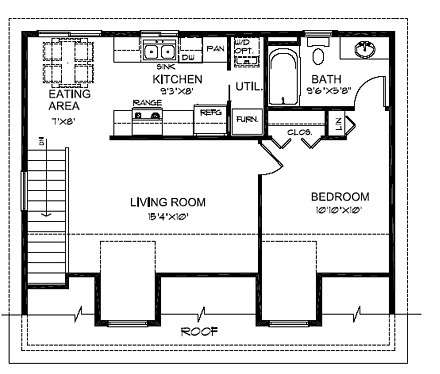 Cape Cod, Cottage, Country, Farmhouse, Saltbox 2 Car Garage Apartment Plan 30030 with 1 Beds, 1 Baths Second Level Plan