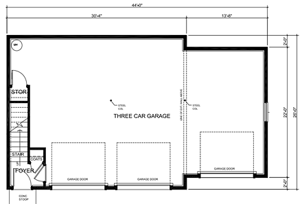 Garage Plan 30031 - 3 Car Garage Apartment First Level Plan