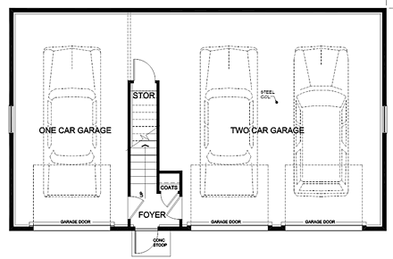 Cape Cod, Country, Traditional 3 Car Garage Apartment Plan 30032 with 2 Beds, 2 Baths First Level Plan