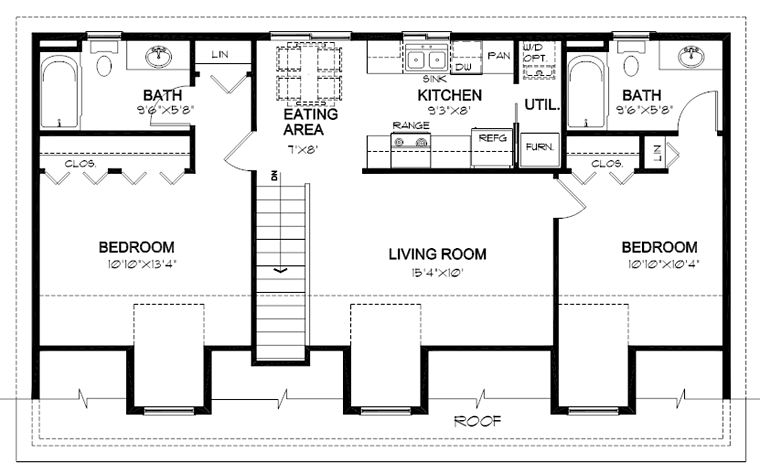 Cape Cod, Country, Traditional 3 Car Garage Apartment Plan 30032 with 2 Beds, 2 Baths Level Two
