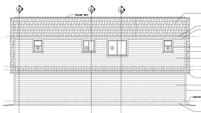 Cape Cod Country Traditional Rear Elevation of Plan 30032