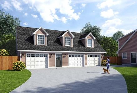 Garage Plan 30034 - 3 Car Garage Apartment Elevation