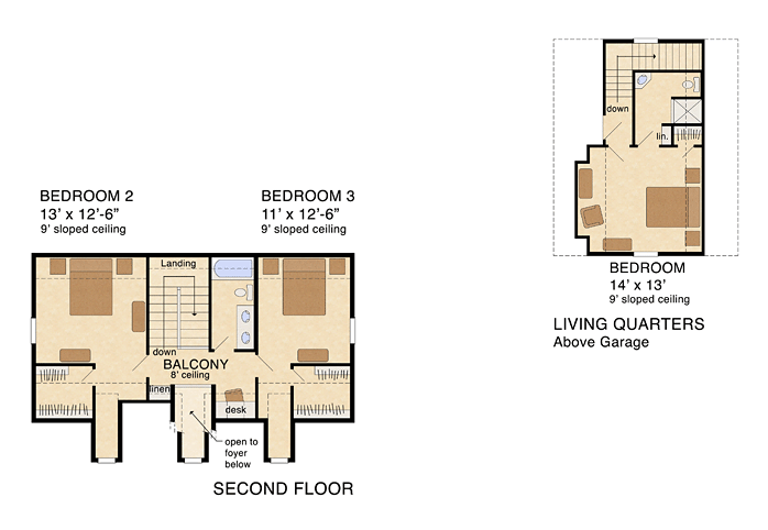 Country Farmhouse Traditional Level Two of Plan 30500