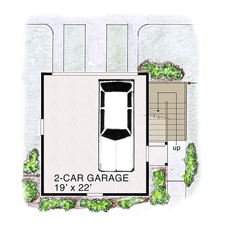 Bungalow, Cottage, Craftsman 2 Car Garage Apartment Plan 30503 with 1 Beds, 1 Baths First Level Plan
