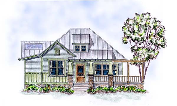 Colonial, Cottage, Craftsman Plan with 1610 Sq. Ft., 2 Bedrooms, 2 Bathrooms Elevation