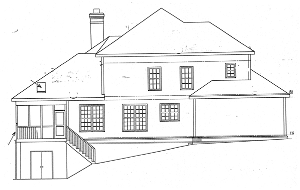 Colonial Southern Rear Elevation of Plan 32211