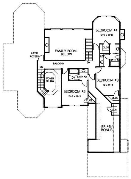 House Plan 32245 Second Level Plan