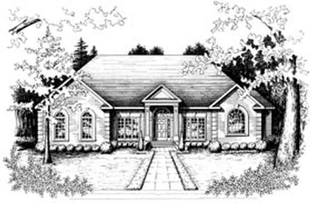 Colonial European One-Story Elevation of Plan 32252