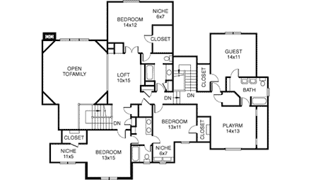 House Plan 32327 Second Level Plan