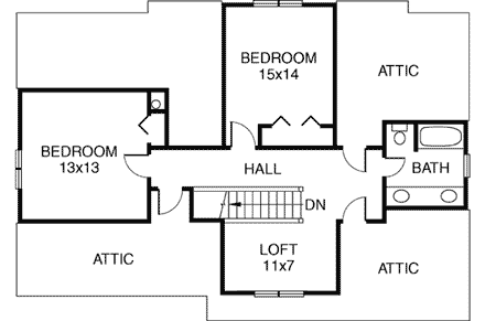 House Plan 32341 Second Level Plan