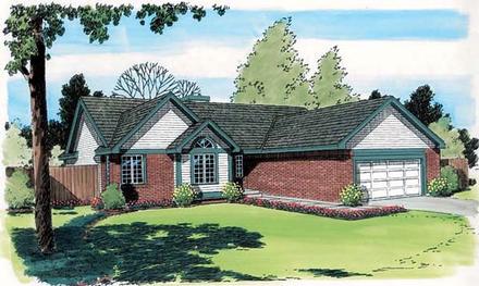 Ranch Traditional Elevation of Plan 34010