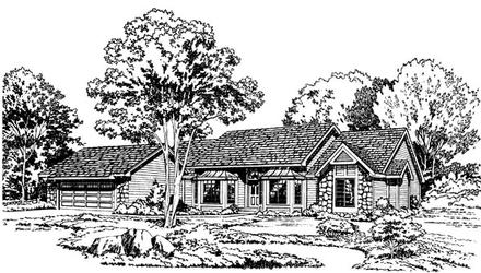 Contemporary Ranch Traditional Elevation of Plan 34013