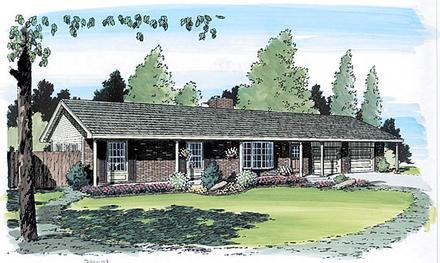 One-Story Ranch Traditional Elevation of Plan 34014