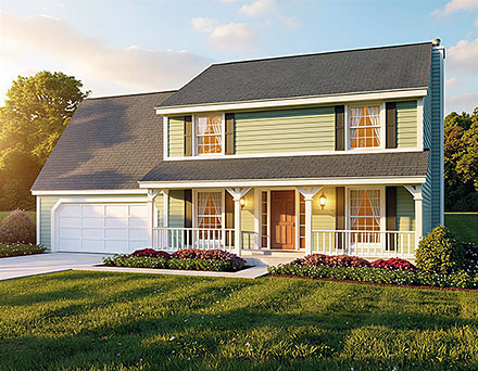 Colonial Country Southern Traditional Elevation of Plan 34027