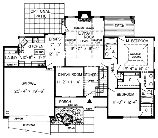 Bungalow Country Traditional Level One of Plan 34049