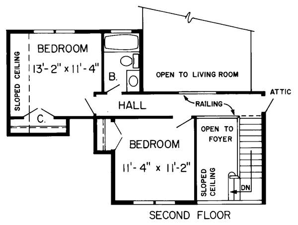 Bungalow Country Traditional Level Two of Plan 34049