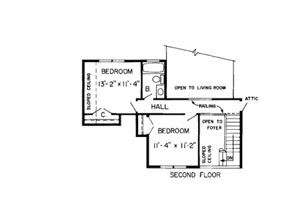 House Plan 34049 Second Level Plan