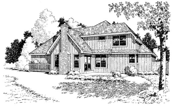 Bungalow Country Traditional Rear Elevation of Plan 34049