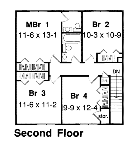 House Plan 34079 Second Level Plan