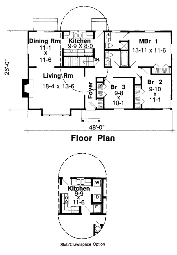 One-Story Ranch Traditional Level One of Plan 34353