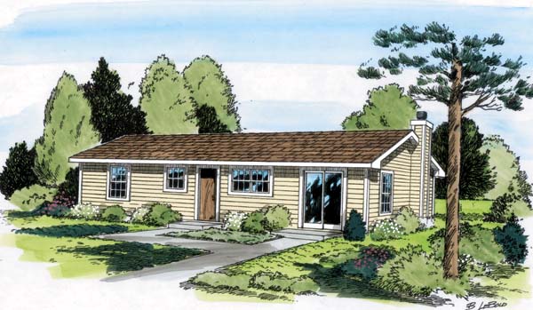 One-Story Ranch Traditional Rear Elevation of Plan 34353