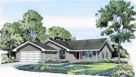 Country One-Story Ranch Elevation of Plan 34376