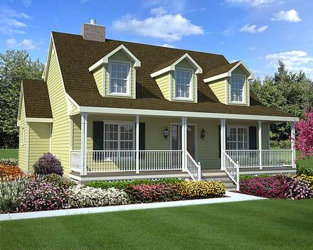 Country Farmhouse Southern Elevation of Plan 34603