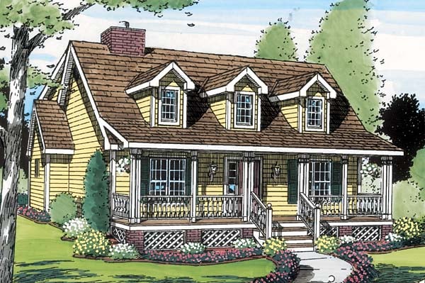 Country, Farmhouse, Southern Plan with 1560 Sq. Ft., 3 Bedrooms, 3 Bathrooms Picture 2