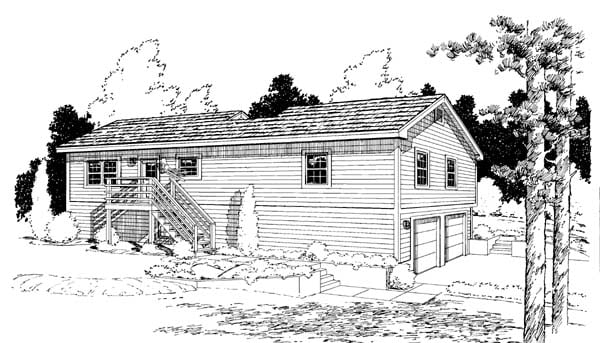 Traditional Rear Elevation of Plan 34681