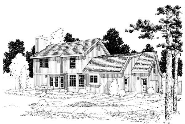 Country Traditional Rear Elevation of Plan 34825