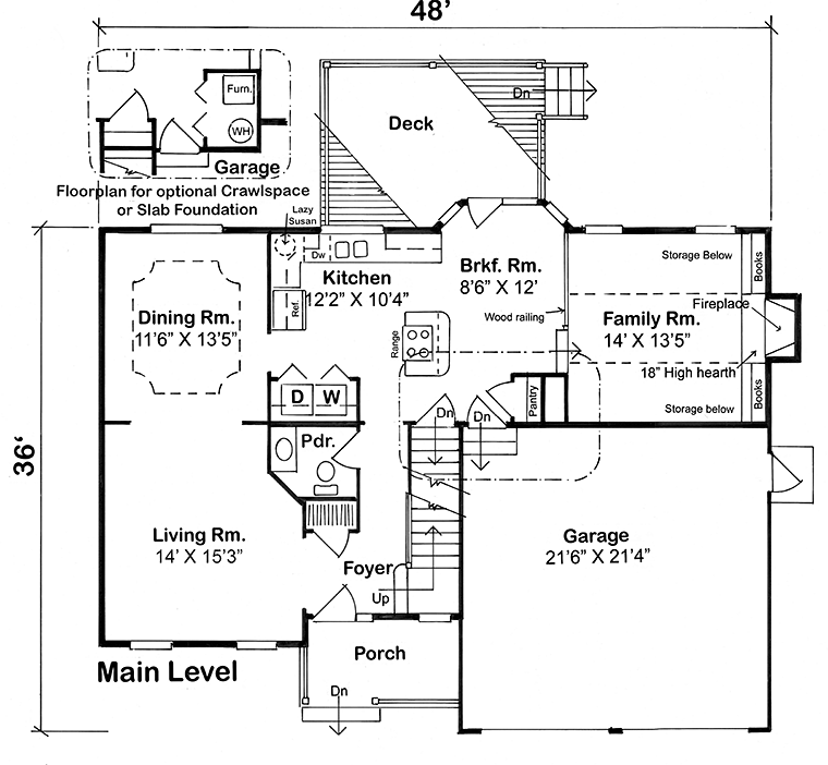 Country Farmhouse Traditional Level One of Plan 34827