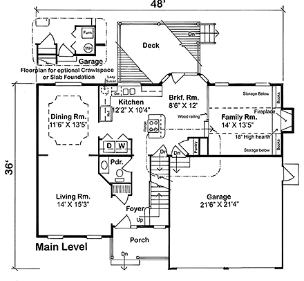 House Plan 34827 First Level Plan