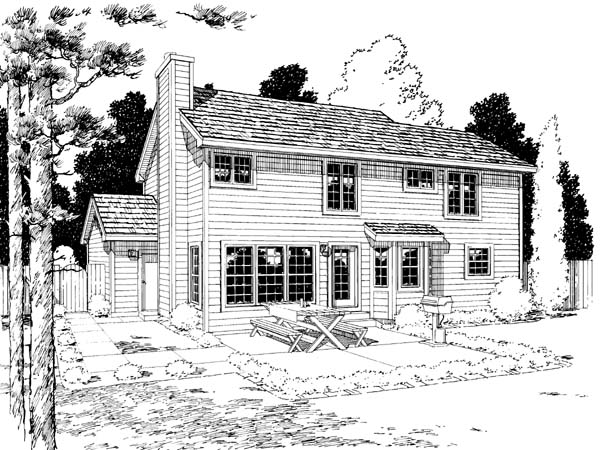 European Traditional Rear Elevation of Plan 34851