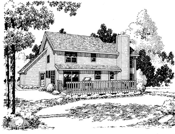 Country Farmhouse Traditional Rear Elevation of Plan 34901
