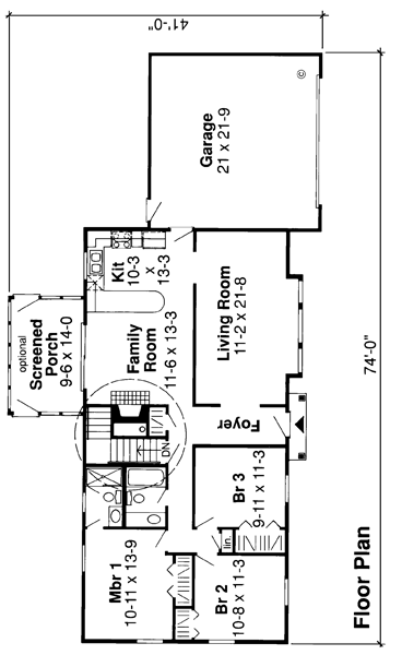 One-Story Ranch Traditional Level One of Plan 34952