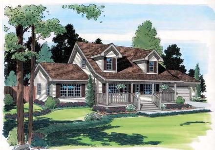 Cape Cod Country Southern Elevation of Plan 35002