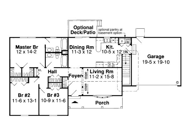 One-Story Ranch Traditional Level One of Plan 35003