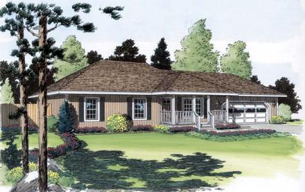Contemporary One-Story Ranch Traditional Elevation of Plan 35004