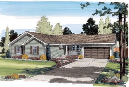 One-Story Ranch Traditional Elevation of Plan 35005