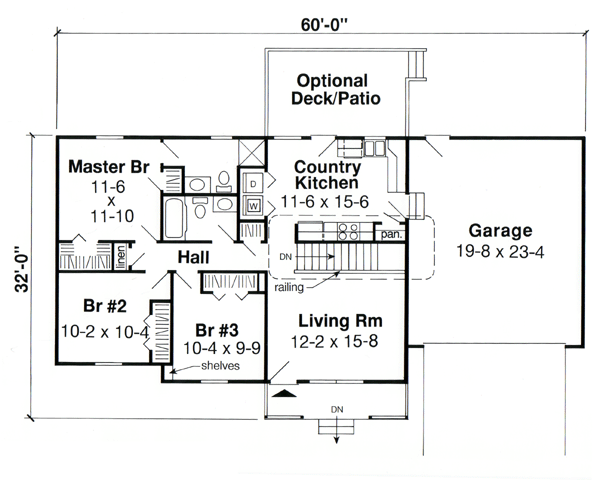 Ranch Traditional Level One of Plan 35006